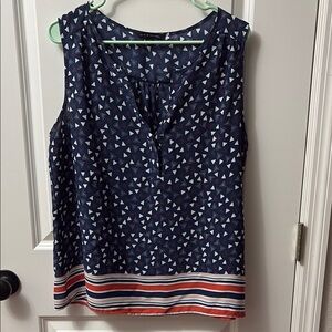 Navy Geometric Sleeveless Top